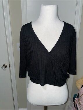 Express- Black V-Neck Wrap Women's Top